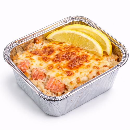 Лосось с рисом под сливочным соусом