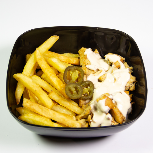 Курица в сливках с картошкой фри